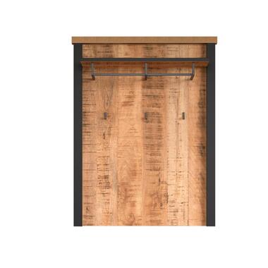 Hioshop Enna kapstok 1 plank- 1 kleerhanger- 3 haken mango decor