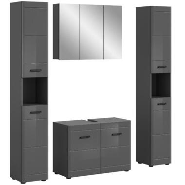 Hioshop Soft badkamer S3 grijs hoogglans- grijs