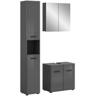 Hioshop Soft badkamer S6 grijs hoogglans- grijs