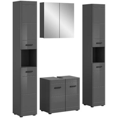 Hioshop Soft badkamer S4 grijs hoogglans- grijs