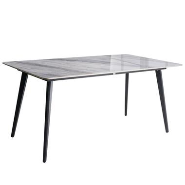 RODALLO - Tuintafel - Zwart/Grijs marmer - 160 x 90 cm - Steen