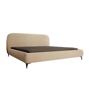 Meubella - Muralla - Tweepersoonsbed - Beige teddystof - 200x200 cm