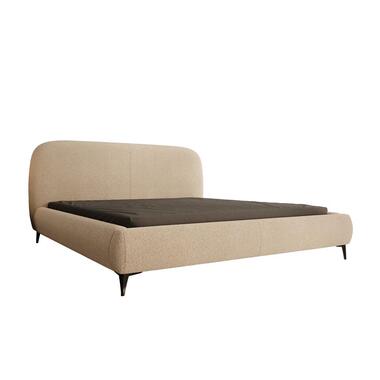 Meubella - Muralla - Tweepersoonsbed - Beige teddystof - 180x200 cm