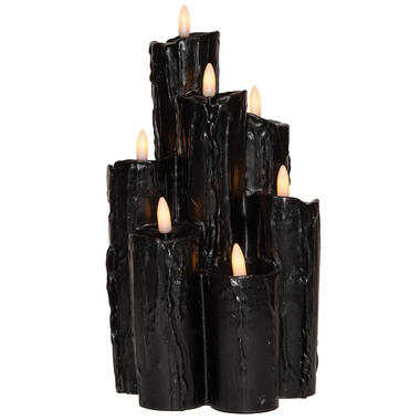 Anna's collection LED kaarsen/druipkaarsen - zwart - 15 x15x25 cm
