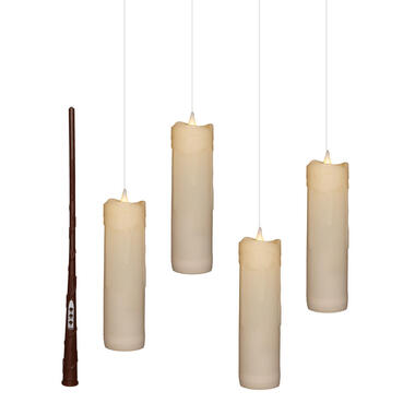 Anna's Collection Zwevende LED kaarsen - wit - 4x - 18 x 5 cm