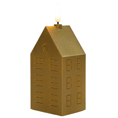 Anna's Collection LED kaars huisje - goud - H15 cm - met timer