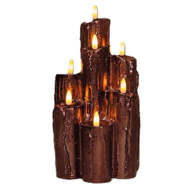 Anna's Collection LED druipkaarsen - 7x - brons - 25 cm - kaarsen