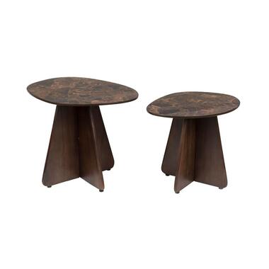 Housecraft Naut Bijzettafels Organisch Hout/ Keramiek - Set van 2