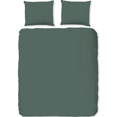 Zavelo Flanellette Effen Dekbedovertrek Olijf Groen-1-persoons (140 x 200/220...