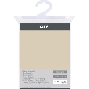 MSV Douchegordijn met ringen - beige - kunststof - 180 x 180 cm