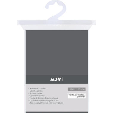 MSV Douchegordijn met ringen - donkergrijs - polyester - 1,8 x 2m