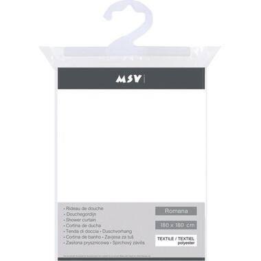 MSV Douchegordijn met ringen - wit - kunststof - 180 x 180 cm