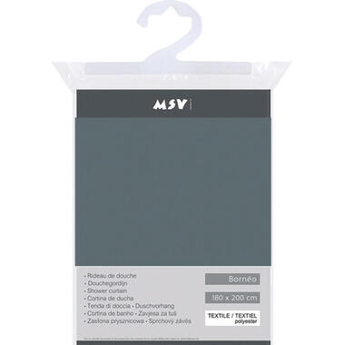 MSV Douchegordijn - donkergrijs - kunststof - 180 x 180 cm