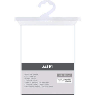 MSV Douchegordijn met ringen - wit - polyester - 180 x 200 cm