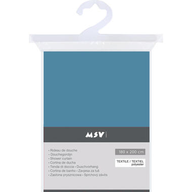 MSV Douchegordijn met ringen - blauw - polyester - 180 x 200 cm