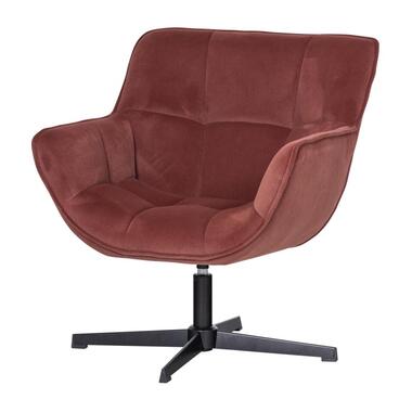 WOOOD Wibo Draaifauteuil - Velvet - Mat Bruinrood - 94x71x83