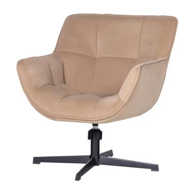 WOOOD Wibo Draaifauteuil - Velvet - Mat Zand - 94x71x83