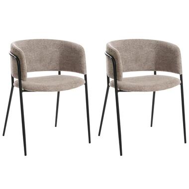 SPRINGER - Eetkamerstoel set van 2 - Taupe - Chenille