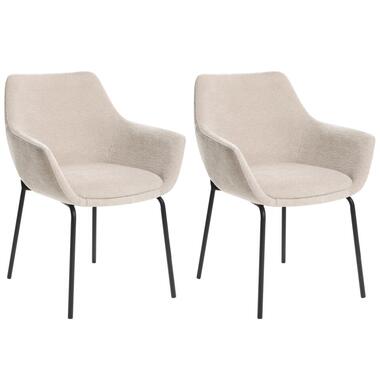 BOWDON - Eetkamerstoel set van 2 - Beige - Chenille