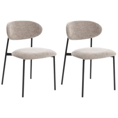 COWLEY - Eetkamerstoel set van 2 - Taupe - Chenille