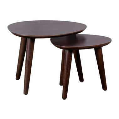 Lewis & Loft Salontafel Lela - FSC® - Walnoot bruin - Set van 2