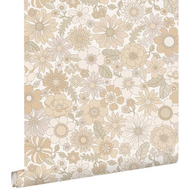 ESTAhome behang retro bloemen licht crème beige - 50 x 900 cm