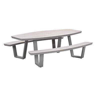 GI Bell ovale picknicktafel voor 6 personen 220x193 cm. - Taupe