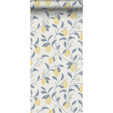 Sanders & Sanders behang fruit blauw en geel - 53 cm x 10 m
