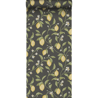 Sanders & Sanders behang fruit zwart, geel en groen - 53 cm x 10 m
