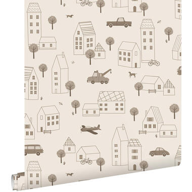 ESTAhome behang voertuigen beige bruin - 50 x 900 cm