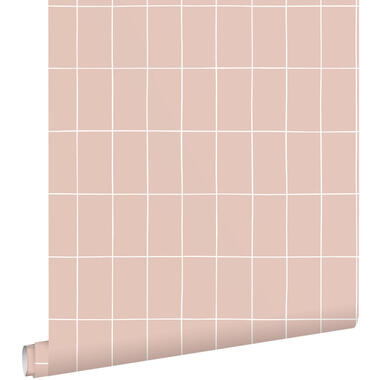 ESTAhome behang kleine tegeltjes licht roze - 50 x 900 cm