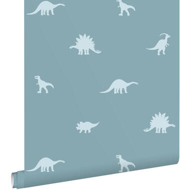 ESTAhome behang dinosaurussen lichtblauw - 50 x 900 cm