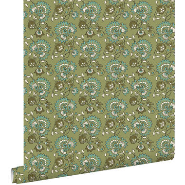 ESTAhome behang vintage bloemen groen - 50 x 900 cm