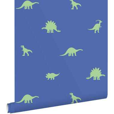 ESTAhome behang dinosaurussen blauw en groen - 50 x 900 cm