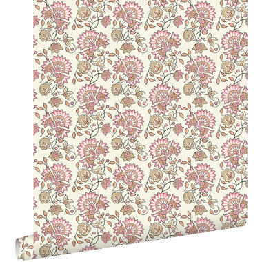 ESTAhome behang vintage bloemen licht roze en beige - 50 x 900 cm