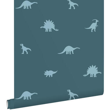 ESTAhome behang dinosaurussen blauw - 50 x 900 cm