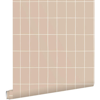 ESTAhome behang kleine tegeltjes donker beige - 50 x 900 cm