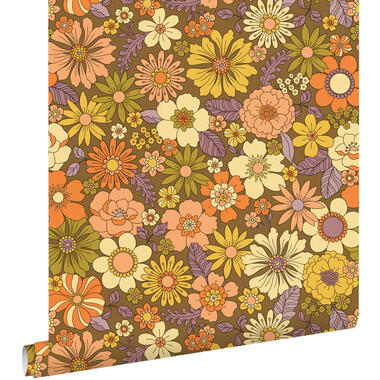 ESTAhome behang retro bloemen terracotta - 50 x 900 cm