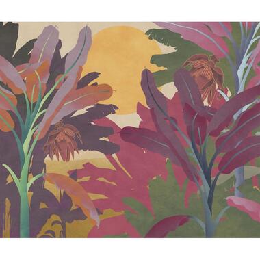 Komar fotobehang jungle bladeren groen en paars - 250 x 300 cm