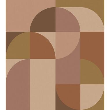 ESTAhome fotobehang cirkels in Bauhaus stijl bruin - 2.5 x 2.79 m