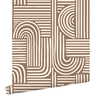 ESTAhome behang grafisch 3D motief bruin - 50 x 900 cm