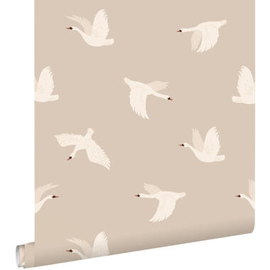 ESTAhome behang zwanen beige - 50 x 900 cm