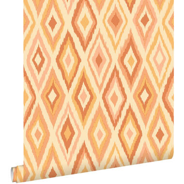 ESTAhome behang ruiten geel en oranje - 50 x 900 cm