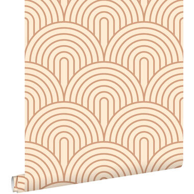 ESTAhome behang art deco bogen bruin en beige - 50 x 900 cm