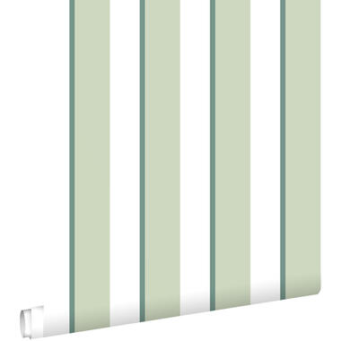 ESTAhome behang strepen groen en wit - 50 x 900 cm