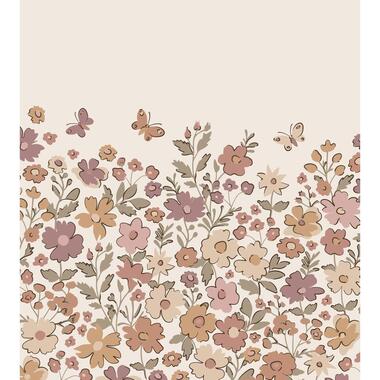 ESTAhome fotobehang bloemetjes mauve paars, vergrijsd groen en terracotta