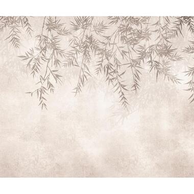Komar fotobehang bamboe bladeren grijs en roze - 250 x 300 cm