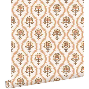 ESTAhome behang vintage bloemen bruin en beige - 50 x 900 cm