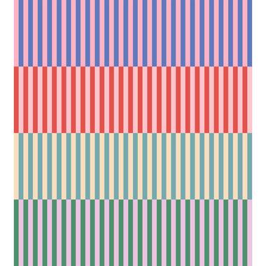 ESTAhome fotobehang strepen blauw, groen en rood - 2.5 x 2.79 m