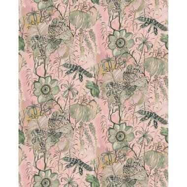 Komar fotobehang bloemen & vlinders roze en groen - 250 x 200 cm